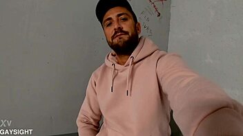 Mathieu Ferhati jerks massive cock parking solo tape