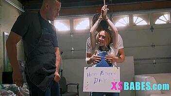 i'm tiny tied up for hardcore threesome pounding my tight holes