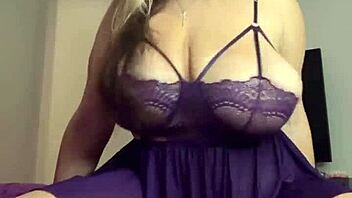 she LOVES GROPING her JUICY BIG NATURAL TITS on bed