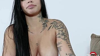 Busty Brunette Deepthroats Cock Titfucks Cum On Tits