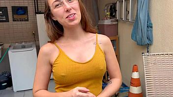 Cunhada sucks big cock loves cum facial outdoor