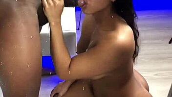 stepsister slurps stepbrother's huge cock in amateur blowjob session