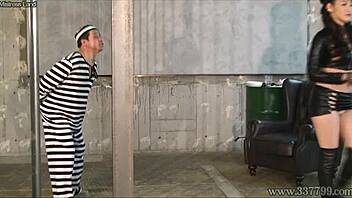 female guard dominates prisoner ejaculation management