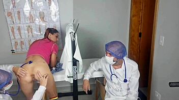 gynecologists examine first-time teen patient