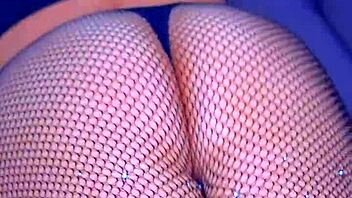 watch her puffy shaved pussy devour that glass dildo sensually