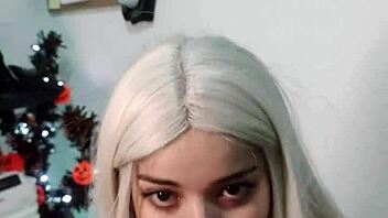 Intense deepthroat blowjob ends cumshot witch mouth