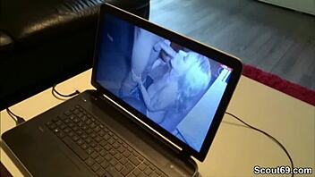 milf catches guy jerking off and fucks him hard