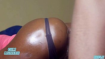 Ebony couple anal creampie doggystyle panties aside 😈🍑💦