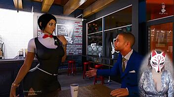 anna's playful upskirt tease in public stockings