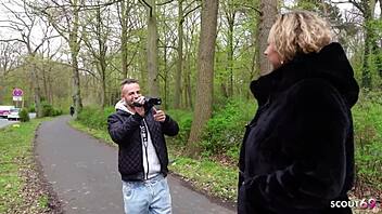 German Curvy Milf Kathy Deepthroats Monster Cock On Street