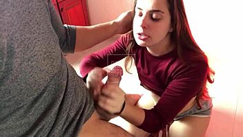 curvy latina natural tits babe sucks and gets facial