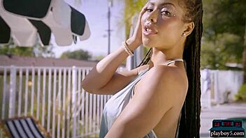 Ebony Kira Noir Strips Big Tits Ass Outdoors!