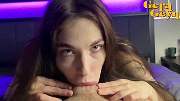 roommate starts day with sloppy deepthroat blowjob cum down throat in bed