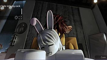 roblox bunny femboy grinds and rides shemale cock teasingly