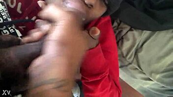 ebony babe sucks cock and takes hot cum trim