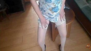 Sexy Milf Cougar Big Natural Tits Stockings Solo