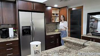 hot milf flaunts bra panties deepthroating stepson's cock