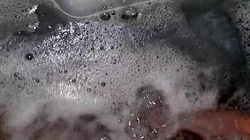 teasing in hot tub with foamy cock play and relaxing tunes