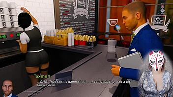 anna's playful upskirt tease in public stockings