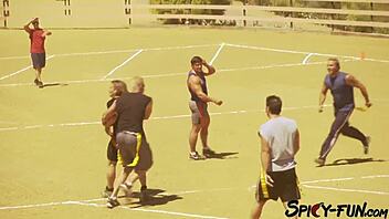 Busty vintage slut bends for doggystyle pounding in cinema