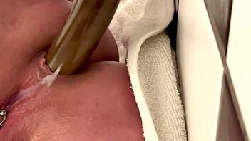 milf shoves 50cm dildo deep in ass masturbating to juicy orgasm