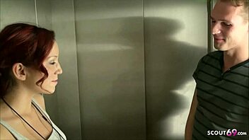 wow german redhead natalie risks wild elevator fuck publicly