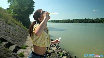 Petite Teen Sara Bell Bubbles Up Poolside with Raul Costa!