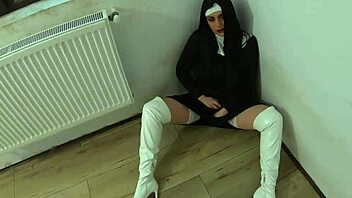 slutty nun squirts hard after deep face fuck ep 250