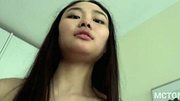 flawless asian girlfriend's first homemade creampie pov with huge cock