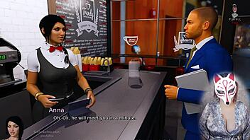 anna's playful upskirt tease in public stockings