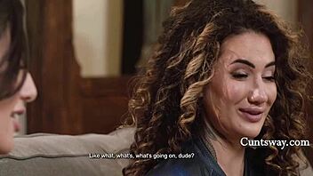 busty curvy girl crushes on even bustier delivery woman