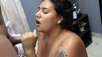 Chubby Latina babe rides big black cock hard 😍 part 2 homemade fun!