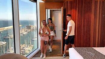 youtuber interviews mariana martix and carla boom then tests their deepthroat blowjob skills