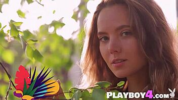 russian blonde katya clover poses rips clothes outdoor