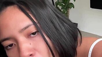 couple films curvy latina's deepthroat blowjob and cum swallow passion