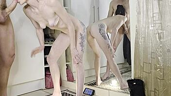 petite beauty begs for doggystyle pounding in bathroom?