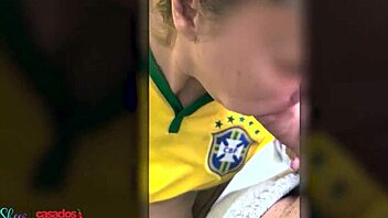 brazilian wife strips lingerie during soccer game fun
