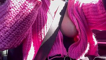 i can't stop flashing my huge juicy tits while driving around town