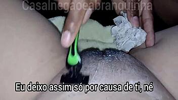 husband shaves me smooth for lover's smooth pussy pleasure