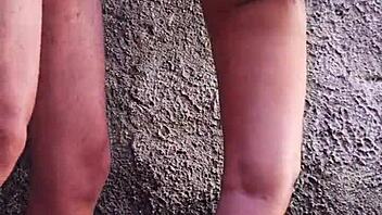 risky backyard nude bath spied by neighbor leading to instant anal creampie fuck