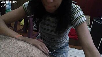 jade blows friend wildly as watcher moans encouragement