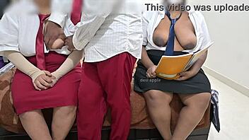 College students enjoy threesome during group study session.