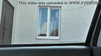 Mature Milf Neighbor Strips Naked Washing Windows Taxi Peeps Pussy