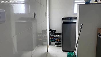 hot maid's juicy ass makes my cock throb every squat 🍑🔥