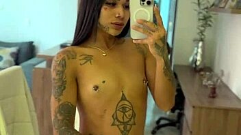 crossdressing trans teases throbbing cock before rough anal pounding