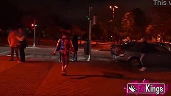 harley quinn cosplayer burns with lust seducing street strangers passionately