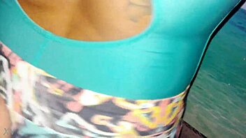 she tries on new lycra leggings and body suit excitedly