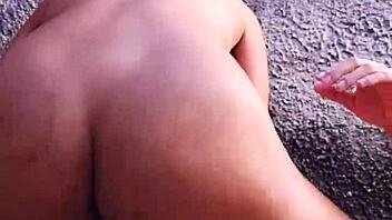 risky backyard nude bath spied by neighbor leading to instant anal creampie fuck