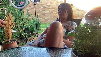 mysterious brunette stepmom joins mutual masturbation pussy licking fetish play