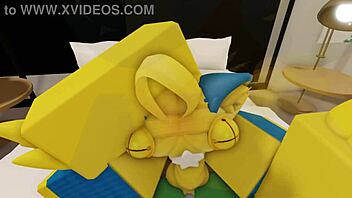 furry couple goes wild fucking with big cocks and tits in roblox house